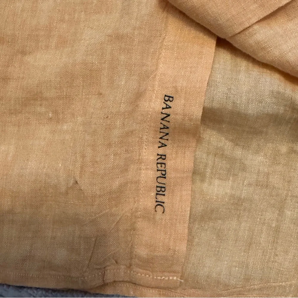 Banana Republic Linen Button Up‎ Shirt Peach Salmon XL Long Sleeve Pocket